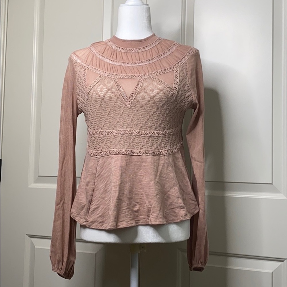 Free People small petite lace/sheer top